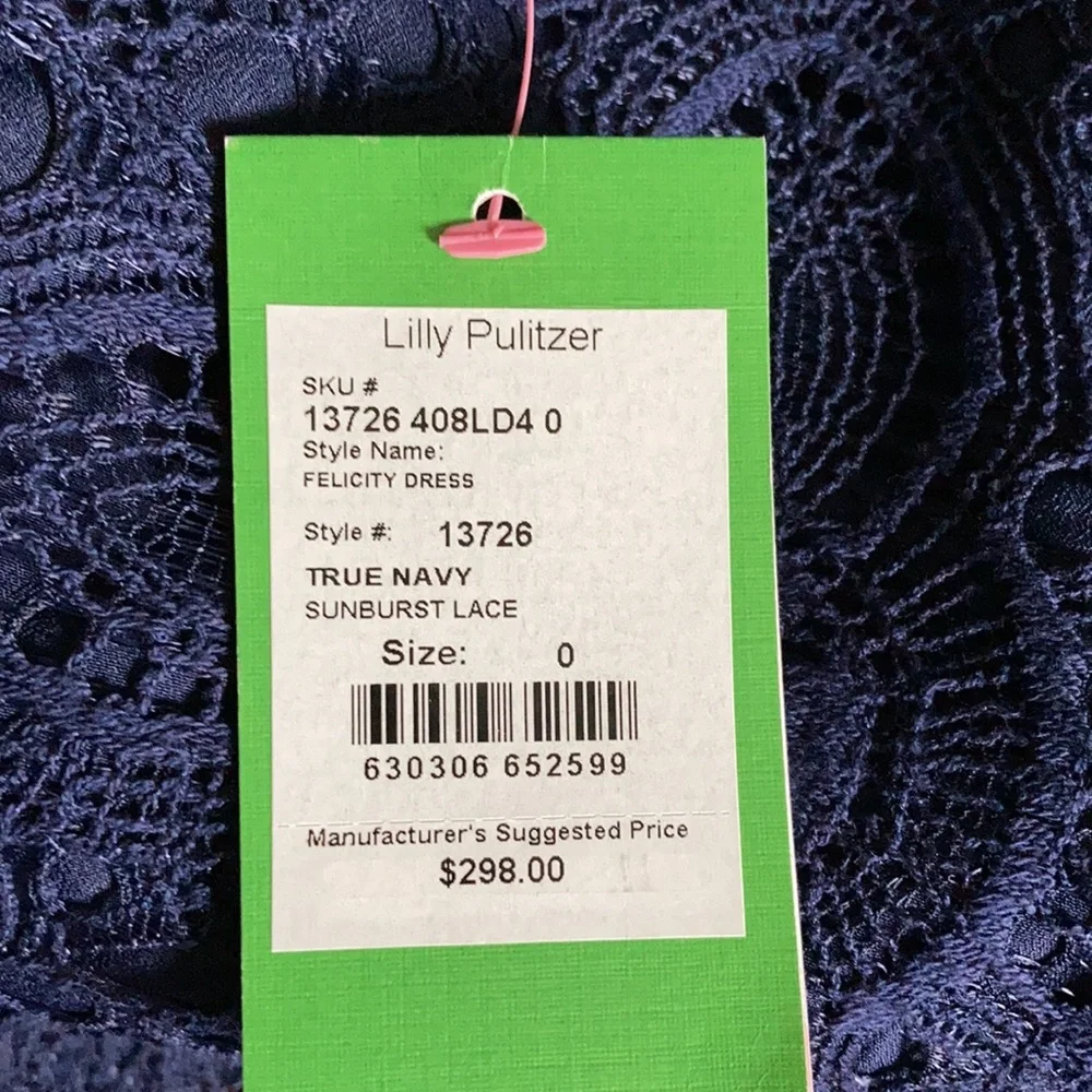 NWT Lilly Pulitzer Felicity Navy Sunburst Lace Dress Size 0 Gorgeous!!! - Picture 8 of 12